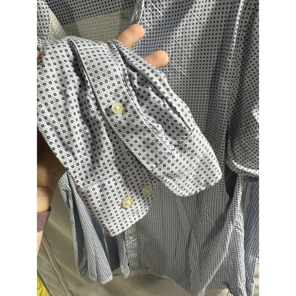 Men's Nicestuff Sz L Buttondown Shirt Tennis‎ Racket Pattern Blue LS 100% Cotton - Picture 6 of 7